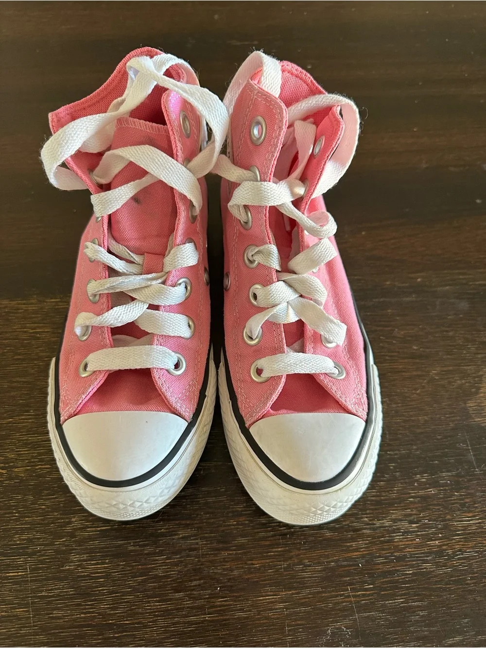 Converse Kids Pink High-Top Canvas Sneakers with White Laces